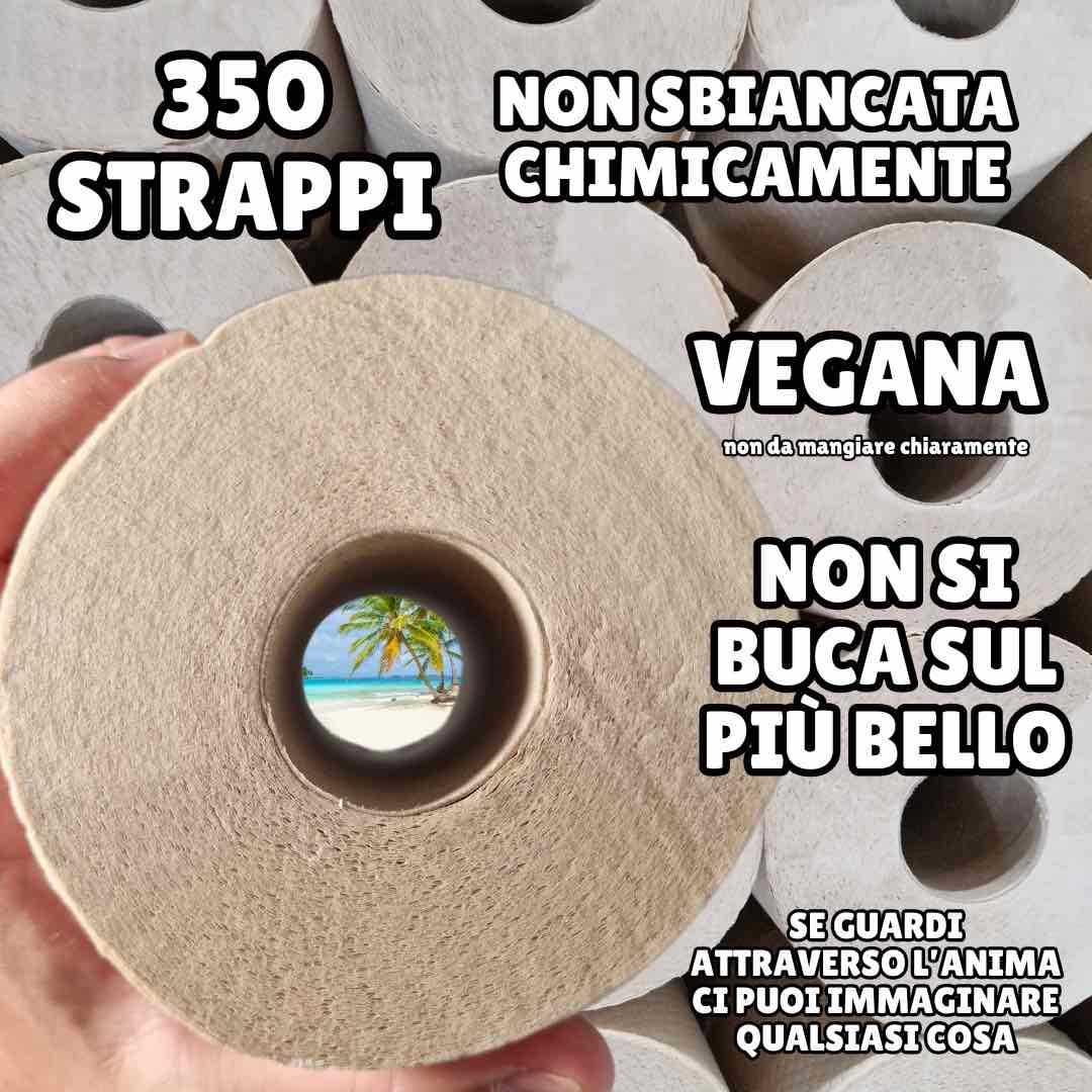 Rotolo di carta igienica in bambù a 2 veli, morbida, vegana e resistente
